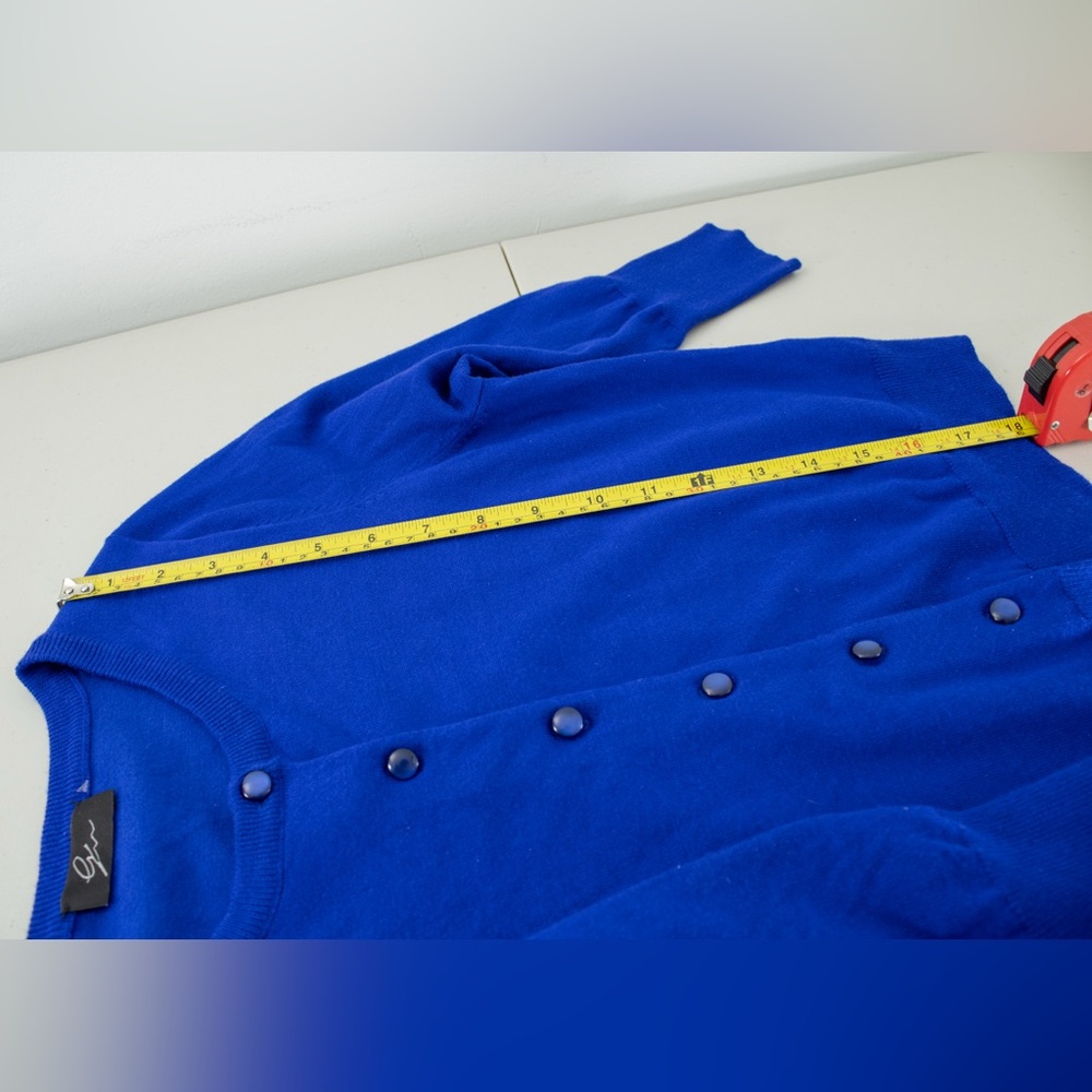 Cyrus Vibrant Blue Button-Up 3/4 Sleeve Cardigan Soft Women’s Top Size Small - Picture 9 of 11